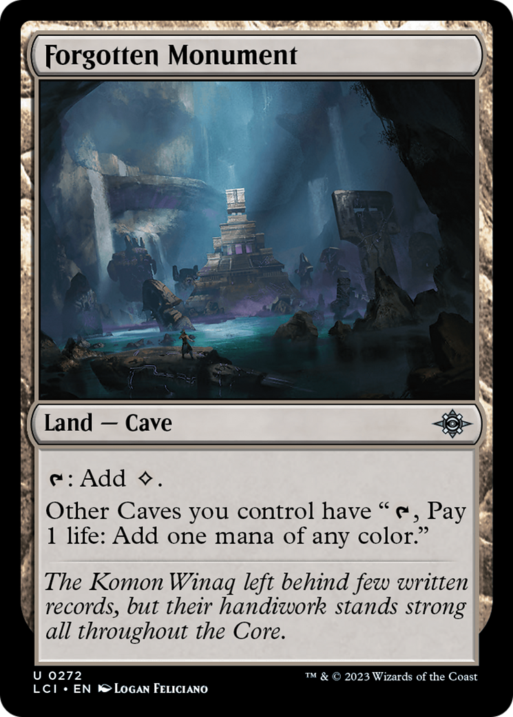 Forgotten Monument - Uncommon Land — Cave card from The Lost Caverns of Ixalan