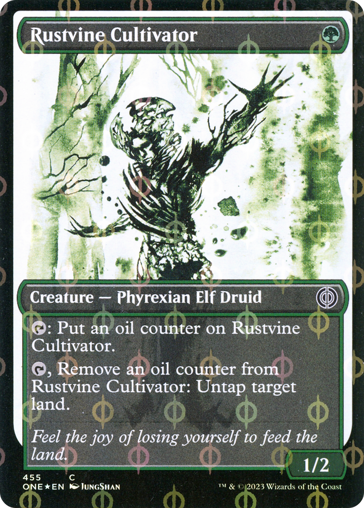 Rustvine Cultivator - Common Creature — Phyrexian Elf Druid card from Phyrexia: All Will Be One