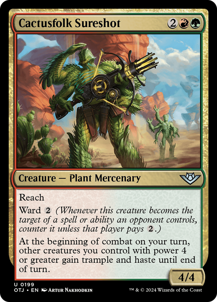Cactusfolk Sureshot - Uncommon Creature — Plant Mercenary card from Outlaws of Thunder Junction