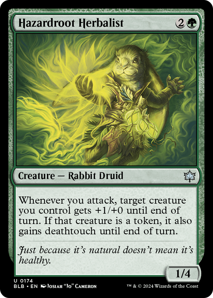 Hazardroot Herbalist - Uncommon Creature — Rabbit Druid card from Bloomburrow