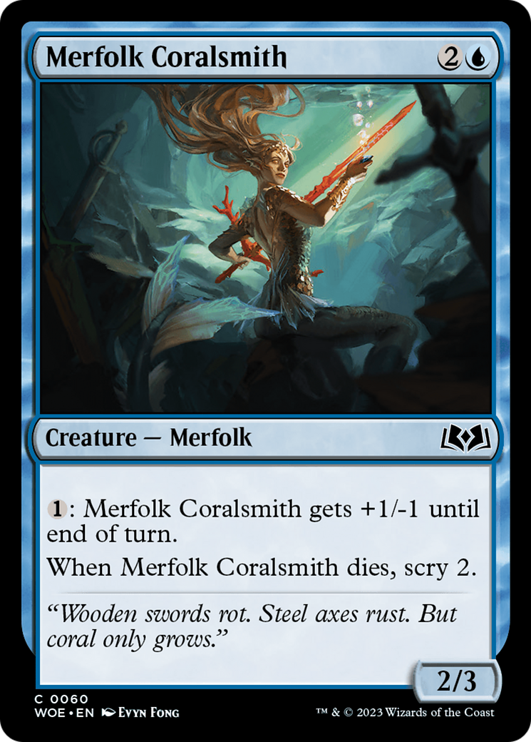 Merfolk Coralsmith - Common Creature — Merfolk card from Wilds of Eldraine