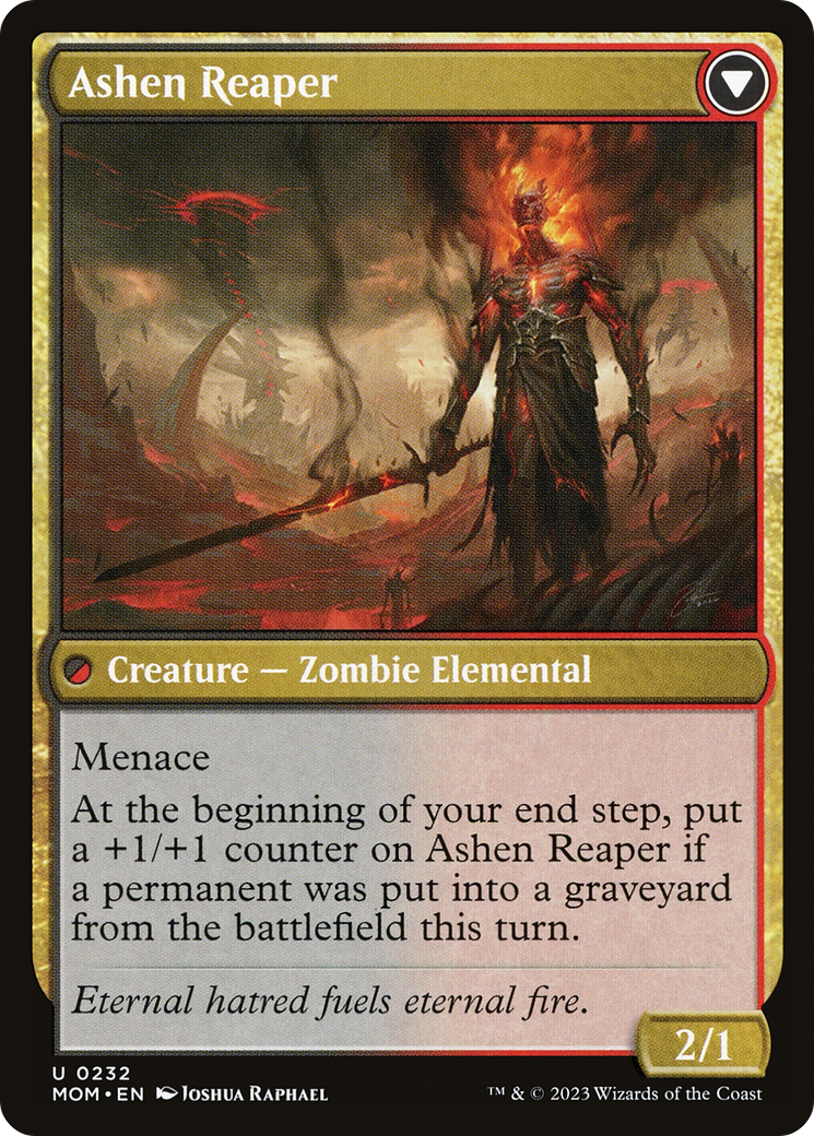 Back face of Invasion of Azgol // Ashen Reaper - Creature — Zombie Elemental card