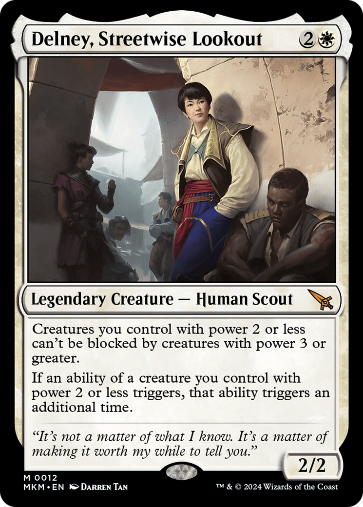 Delney, Streetwise Lookout - Mythic Legendary Creature — Human Scout card from Murders at Karlov Manor