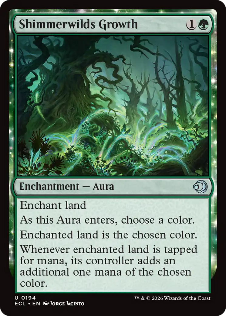 Shimmerwilds Growth - Uncommon Enchantment — Aura card from Lorwyn Eclipsed