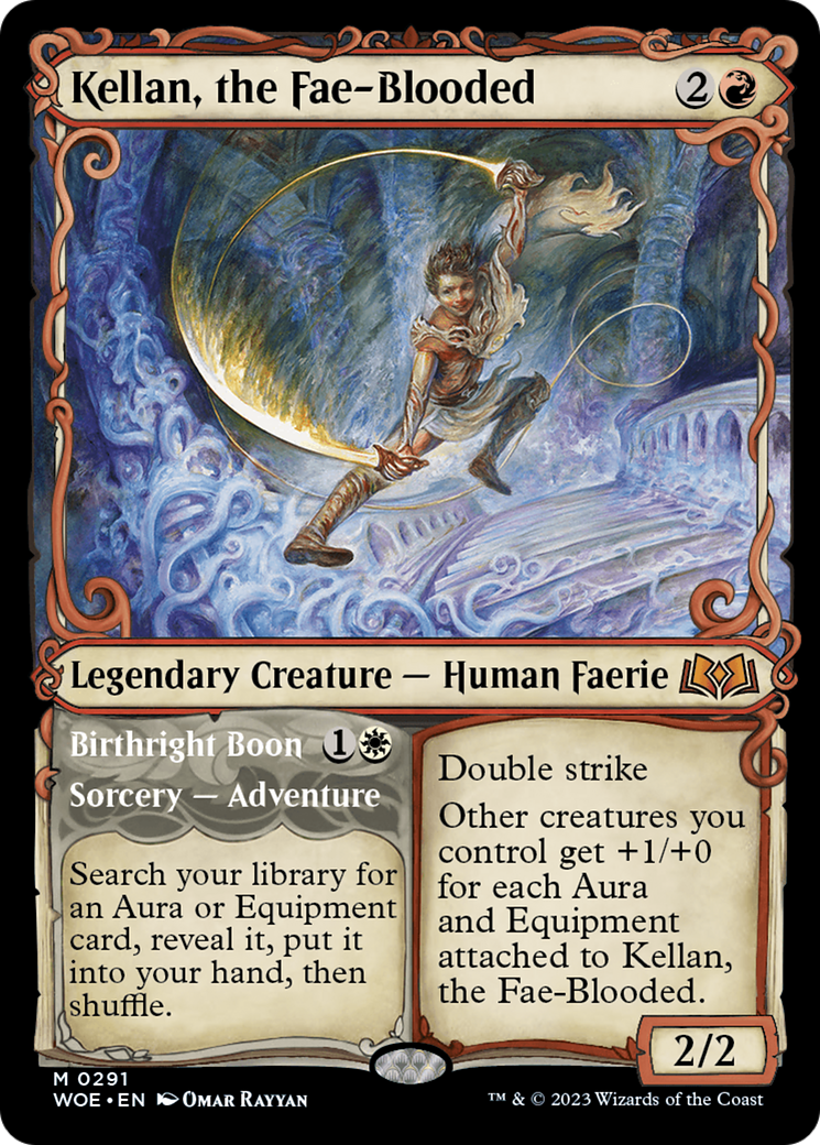Kellan, the Fae-Blooded // Birthright Boon - Mythic Legendary Creature — Human Faerie card from Wilds of Eldraine