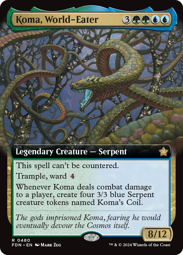 Koma, World-Eater - Rare Legendary Creature — Serpent card from Foundations