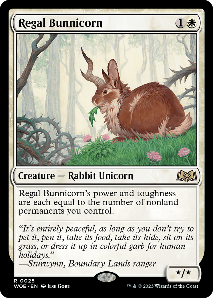 Regal Bunnicorn - Rare Creature — Rabbit Unicorn card from Wilds of Eldraine