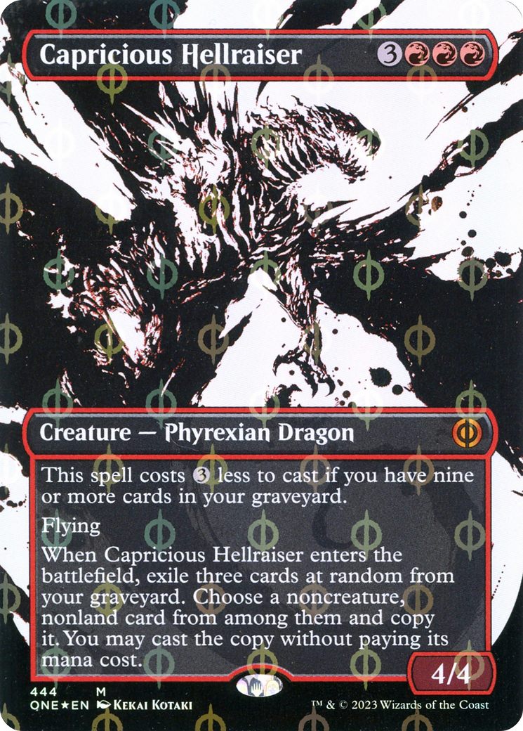 Capricious Hellraiser - Mythic Creature — Phyrexian Dragon card from Phyrexia: All Will Be One