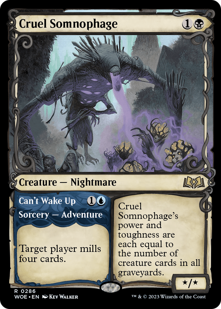 Cruel Somnophage // Can't Wake Up - Rare Creature — Nightmare card from Wilds of Eldraine
