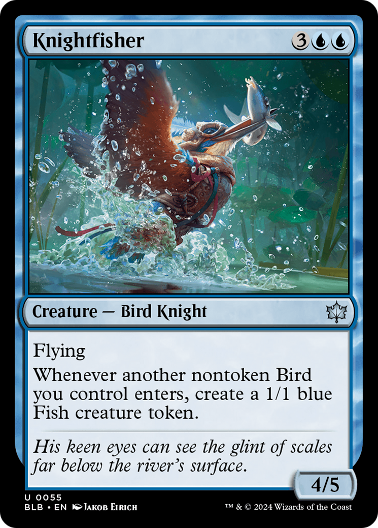 Knightfisher - Uncommon Creature — Bird Knight card from Bloomburrow