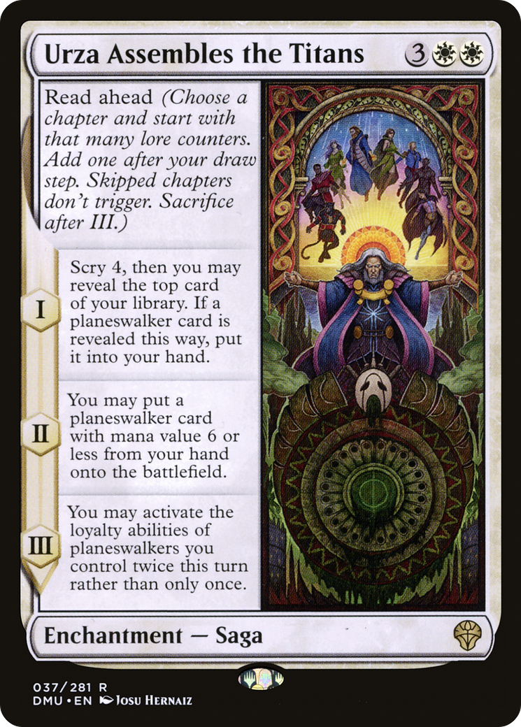 Urza Assembles the Titans - Rare Enchantment — Saga card from Dominaria United