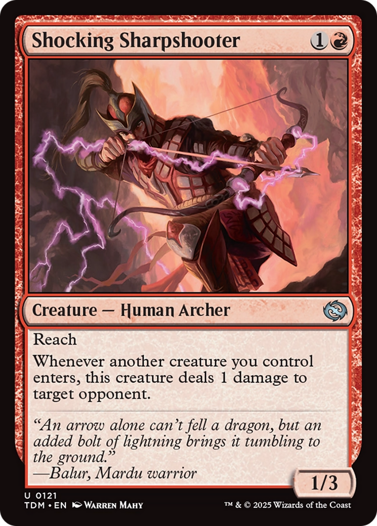 Shocking Sharpshooter - Uncommon Creature — Human Archer card from Tarkir: Dragonstorm