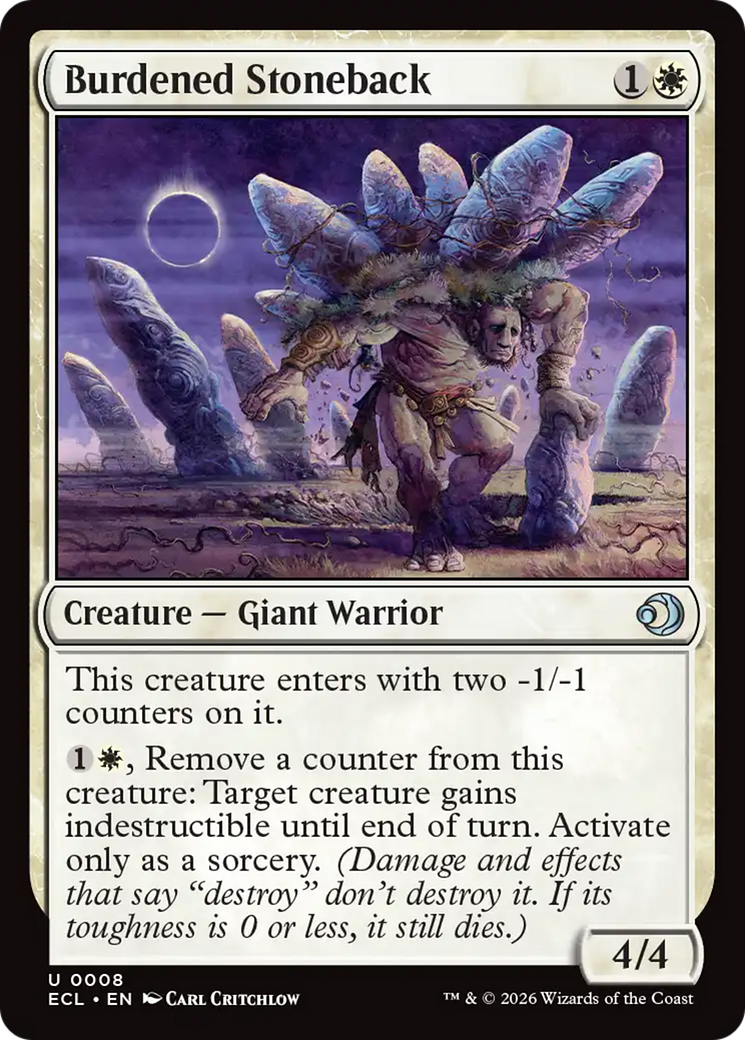 Burdened Stoneback - Uncommon Creature — Giant Warrior card from Lorwyn Eclipsed