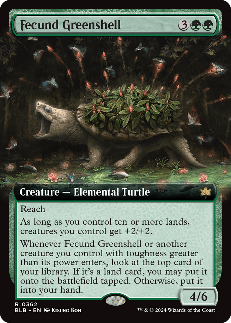 Fecund Greenshell - Rare Creature — Elemental Turtle card from Bloomburrow