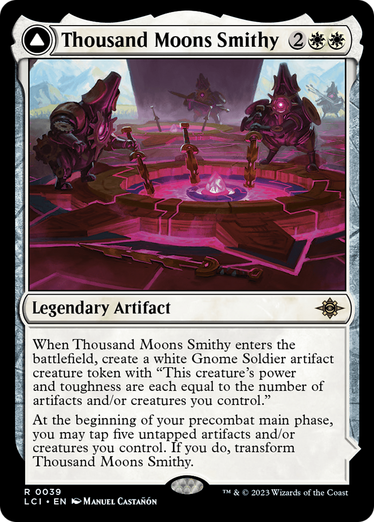 Thousand Moons Smithy // Barracks of the Thousand - Rare Legendary Artifact card from The Lost Caverns of Ixalan