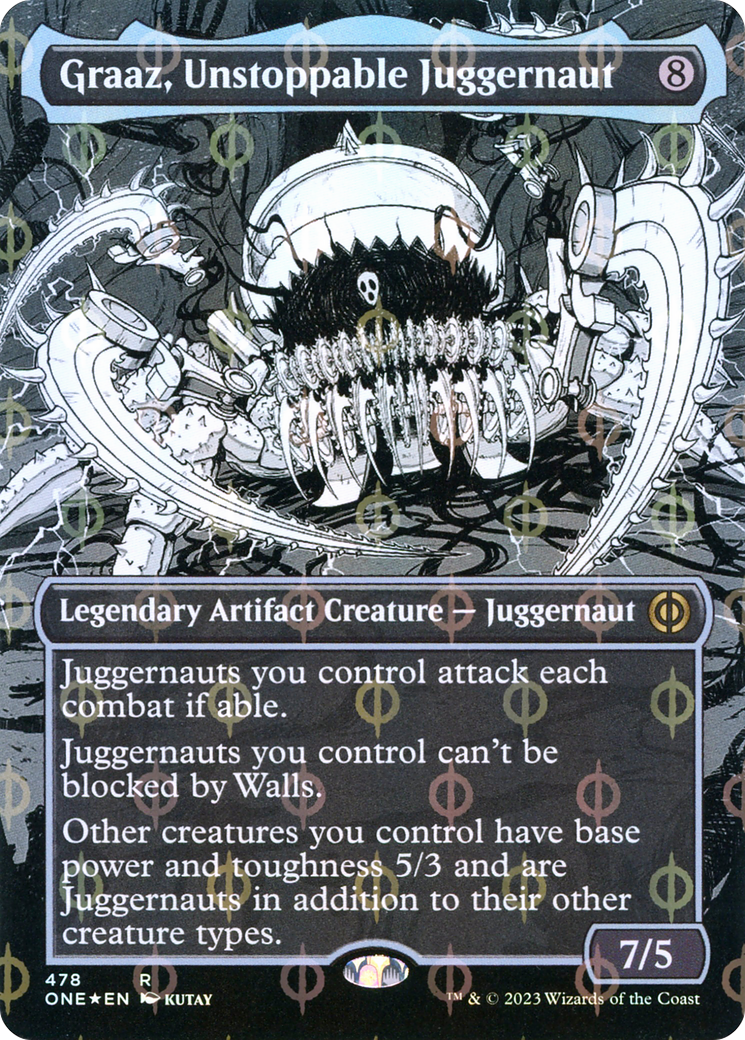 Graaz, Unstoppable Juggernaut - Rare Legendary Artifact Creature — Juggernaut card from Phyrexia: All Will Be One