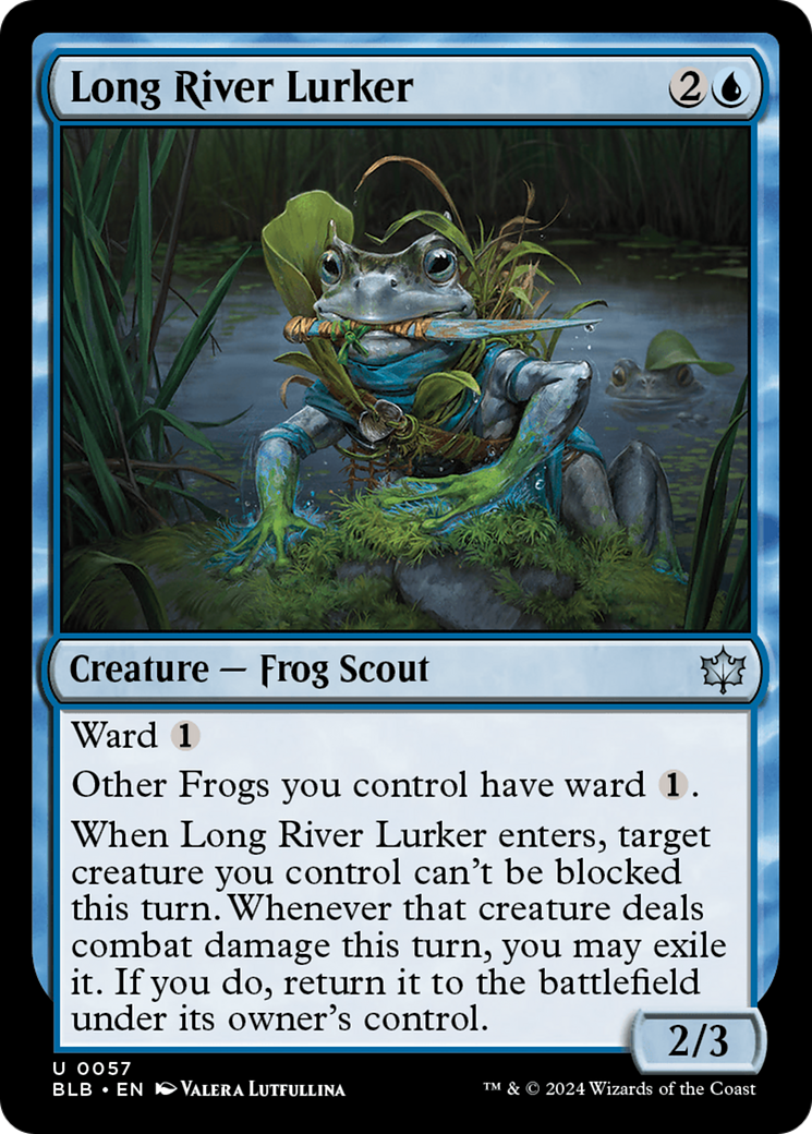 Long River Lurker - Uncommon Creature — Frog Scout card from Bloomburrow