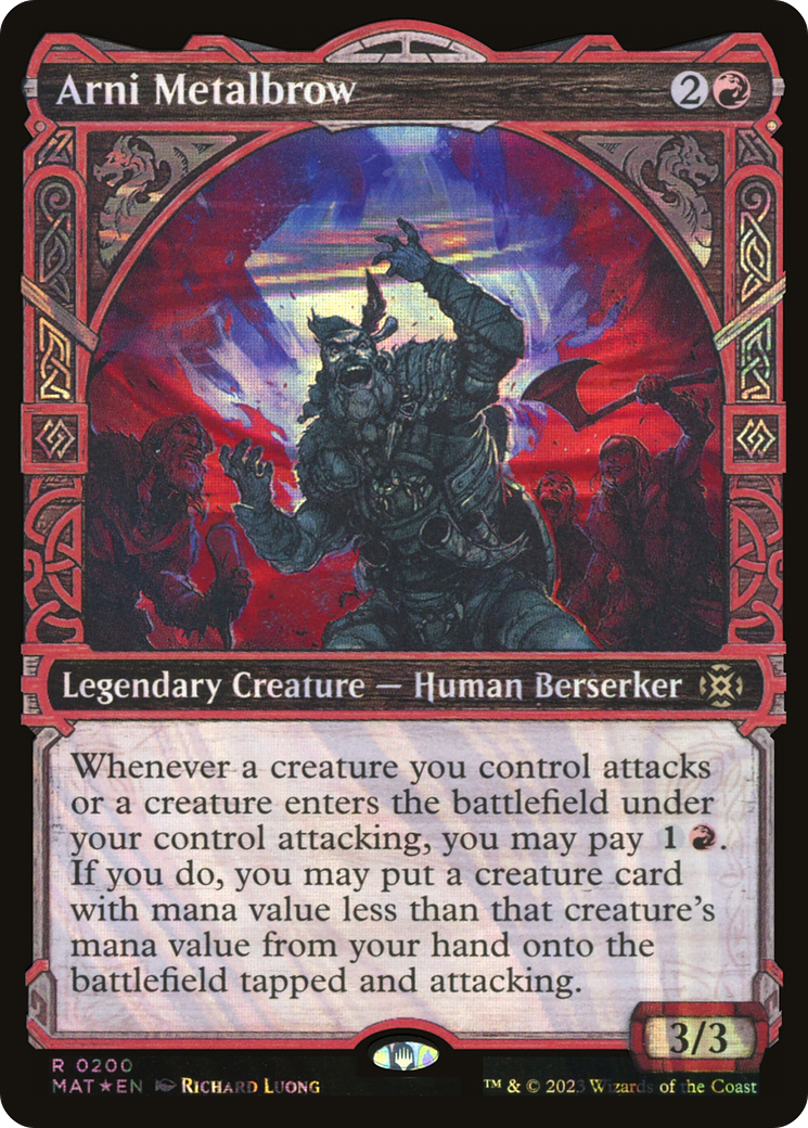Arni Metalbrow - Rare Legendary Creature — Human Berserker card from March of the Machine: The Aftermath