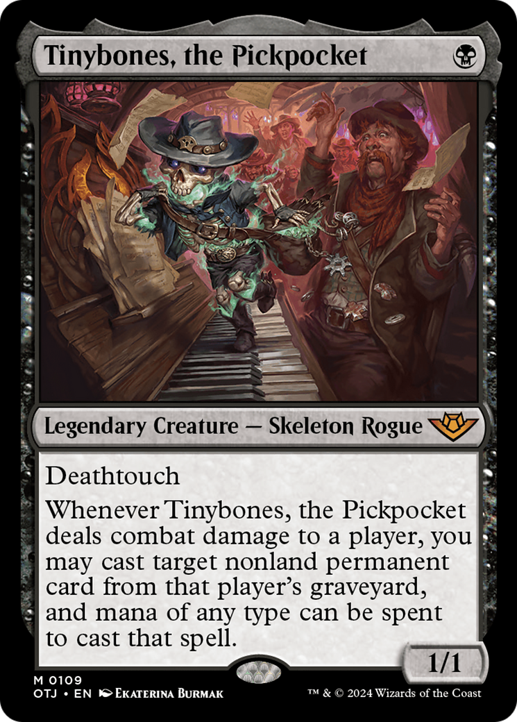 Tinybones, the Pickpocket - Mythic Legendary Creature — Skeleton Rogue card from Outlaws of Thunder Junction