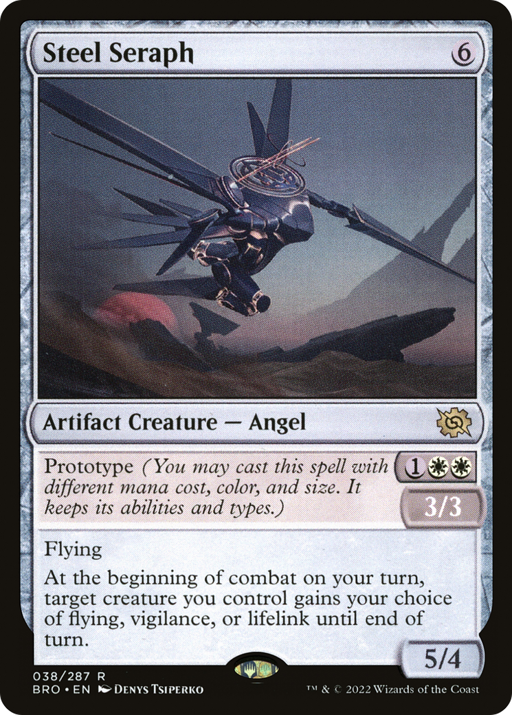 Steel Seraph - Rare Artifact Creature — Angel card from The Brothers' War