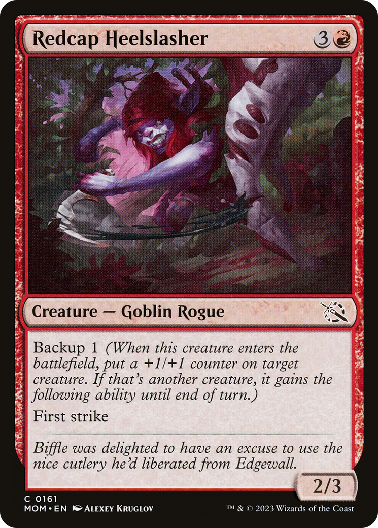 Redcap Heelslasher - Common Creature — Goblin Rogue card from March of the Machine