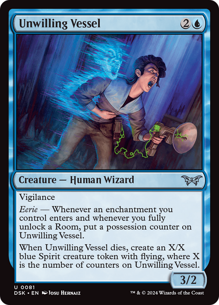Unwilling Vessel - Uncommon Creature — Human Wizard card from Duskmourn: House of Horror