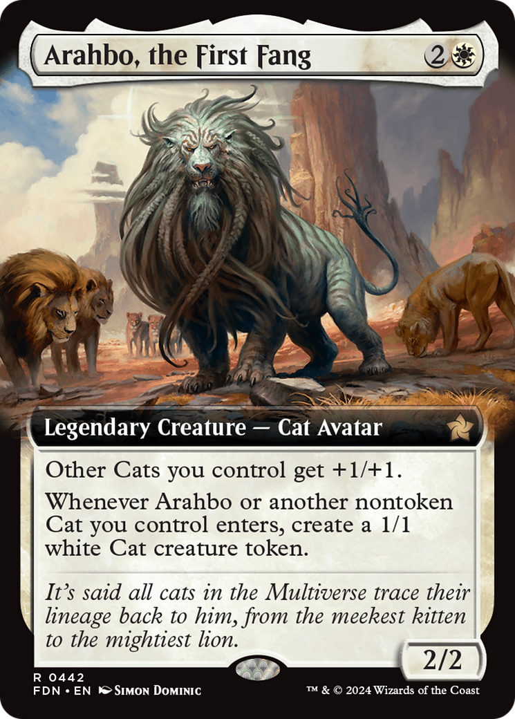 Arahbo, the First Fang - Rare Legendary Creature — Cat Avatar card from Foundations