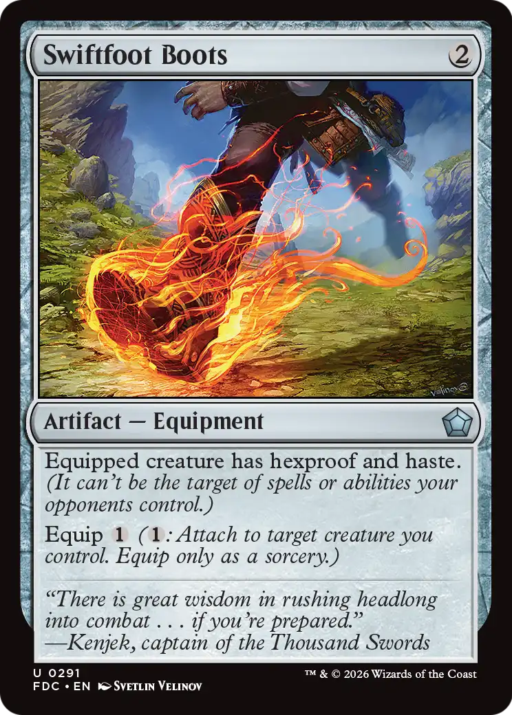 Swiftfoot Boots - Uncommon Artifact — Equipment card from Foundations Commander