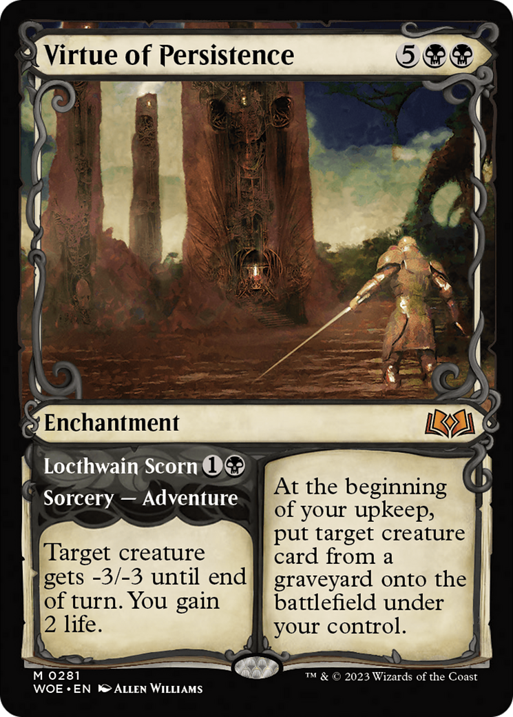 Virtue of Persistence // Locthwain Scorn - Mythic Enchantment card from Wilds of Eldraine