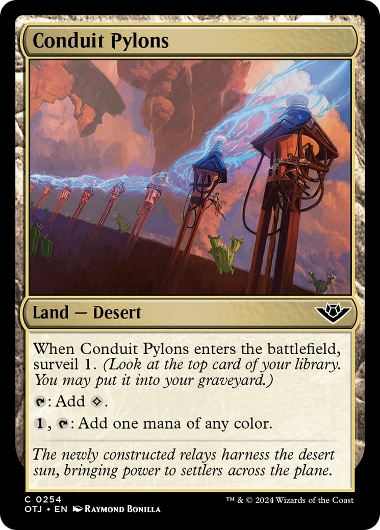 Conduit Pylons - Common Land — Desert card from Outlaws of Thunder Junction