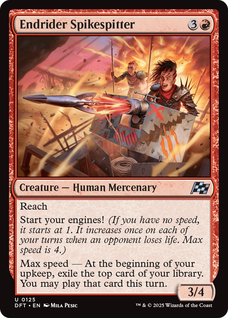 Endrider Spikespitter - Uncommon Creature — Human Mercenary card from Aetherdrift