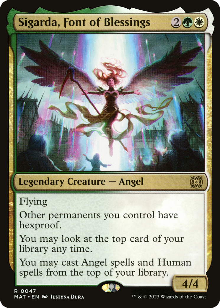 Sigarda, Font of Blessings - Rare Legendary Creature — Angel card from March of the Machine: The Aftermath