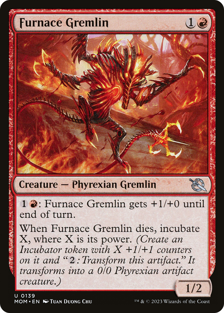Furnace Gremlin - Uncommon Creature — Phyrexian Gremlin card from March of the Machine