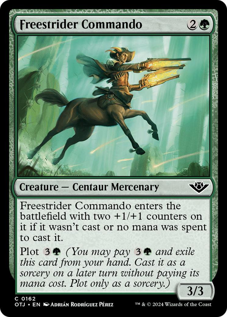 Freestrider Commando - Common Creature — Centaur Mercenary card from Outlaws of Thunder Junction