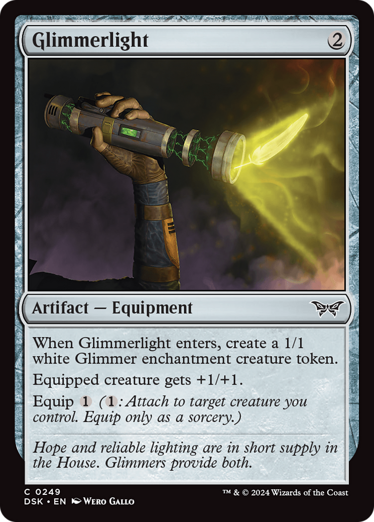 Glimmerlight - Common Artifact — Equipment card from Duskmourn: House of Horror