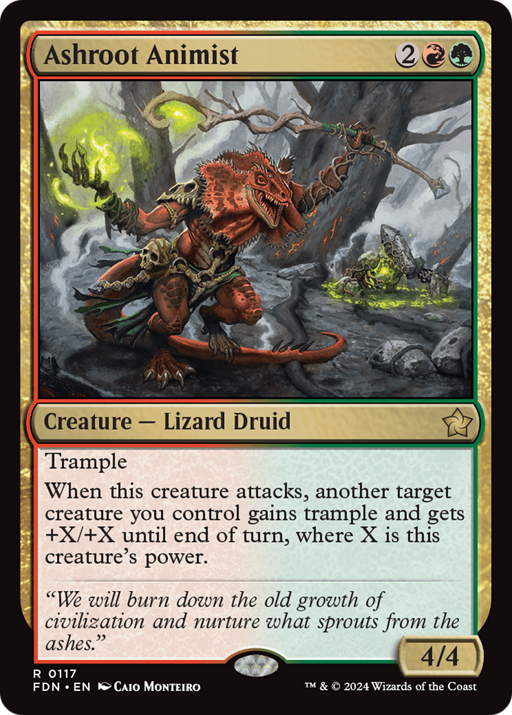 Ashroot Animist - Rare Creature — Lizard Druid card from Foundations