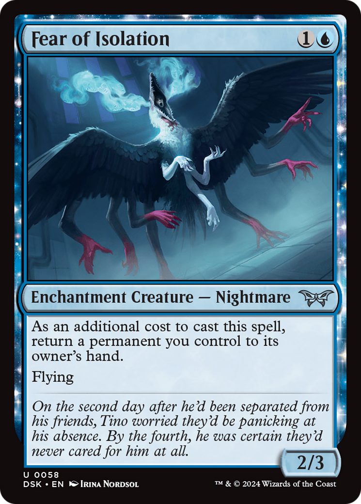 Fear of Isolation - Uncommon Enchantment Creature — Nightmare card from Duskmourn: House of Horror
