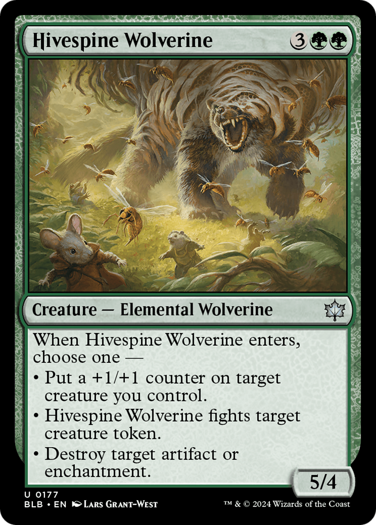Hivespine Wolverine - Uncommon Creature — Elemental Wolverine card from Bloomburrow