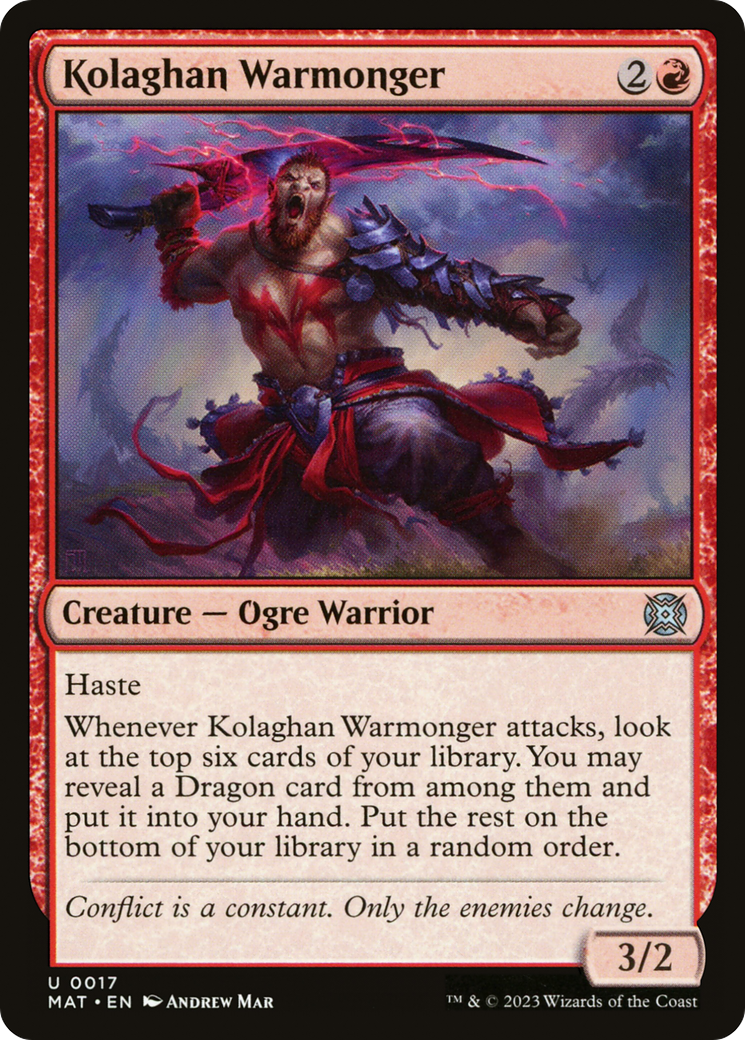 Kolaghan Warmonger - Uncommon Creature — Ogre Warrior card from March of the Machine: The Aftermath