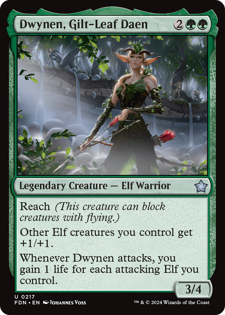 Dwynen, Gilt-Leaf Daen - Uncommon Legendary Creature — Elf Warrior card from Foundations