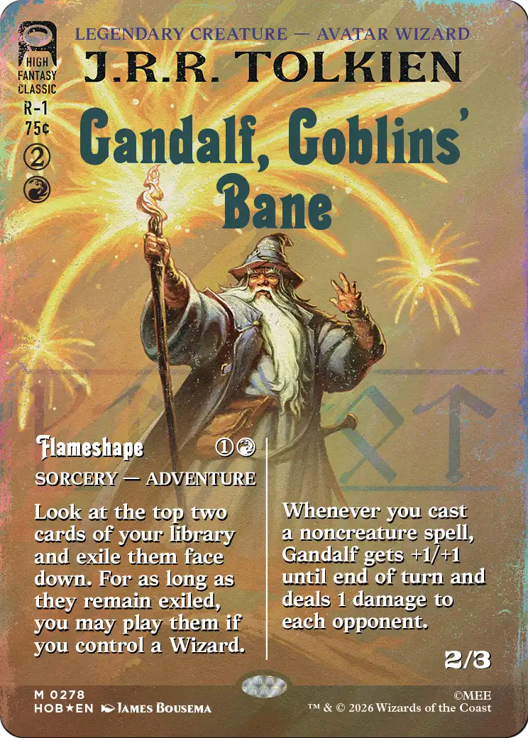 Gandalf, Goblins' Bane // Flameshape - Mythic Legendary Creature — Avatar Wizard card from The Hobbit