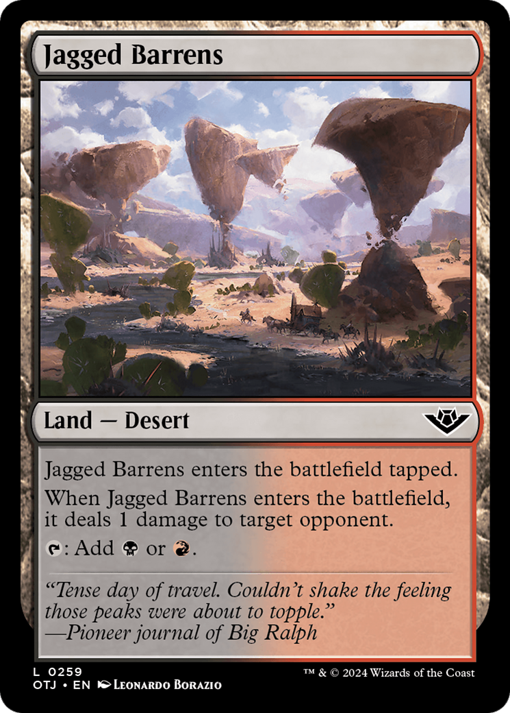 Jagged Barrens - Common Land — Desert card from Outlaws of Thunder Junction