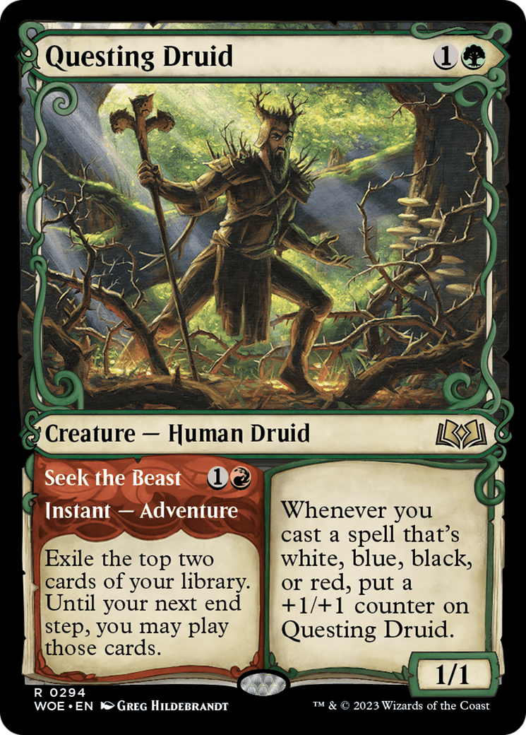 Questing Druid // Seek the Beast - Rare Instant — Adventure card from Wilds of Eldraine