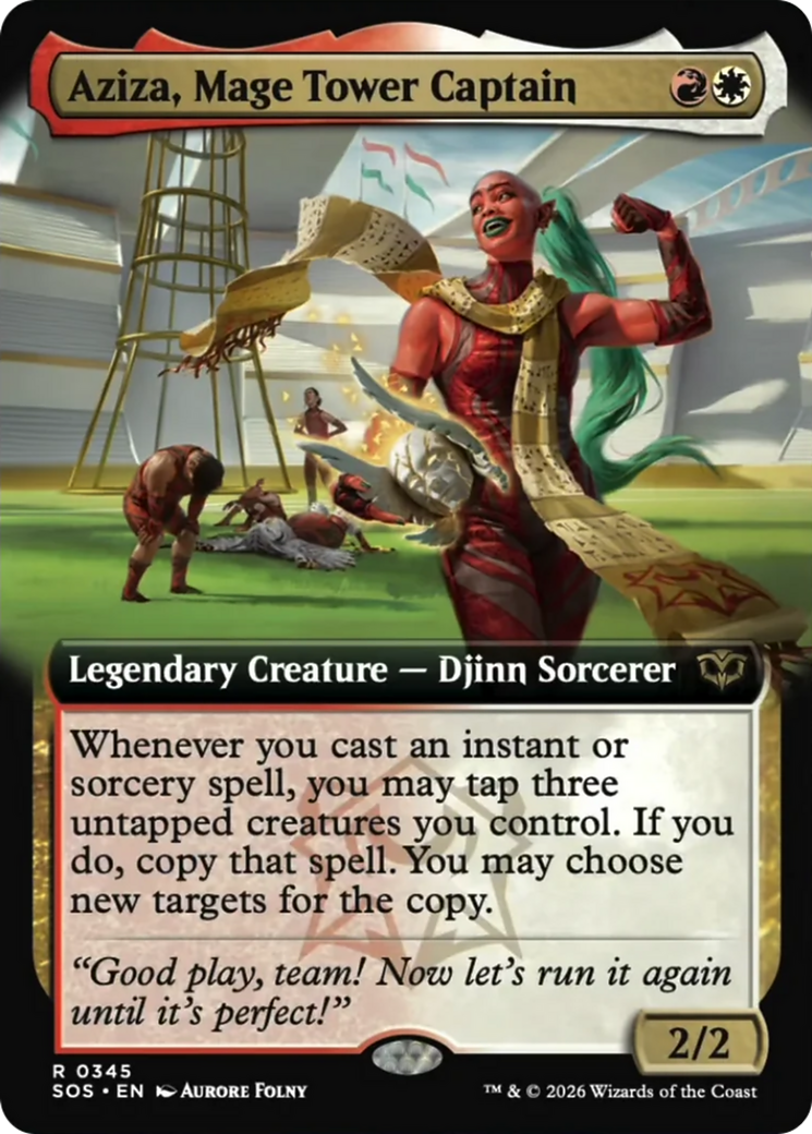 Aziza, Mage Tower Captain - Rare Legendary Creature — Djinn Sorcerer card from Secrets of Strixhaven