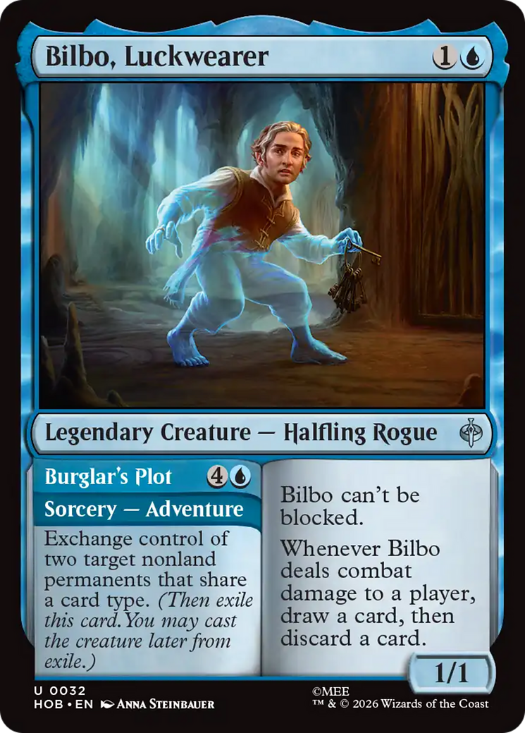 Bilbo, Luckwearer // Burglar's Plot - Uncommon Sorcery — Adventure card from The Hobbit