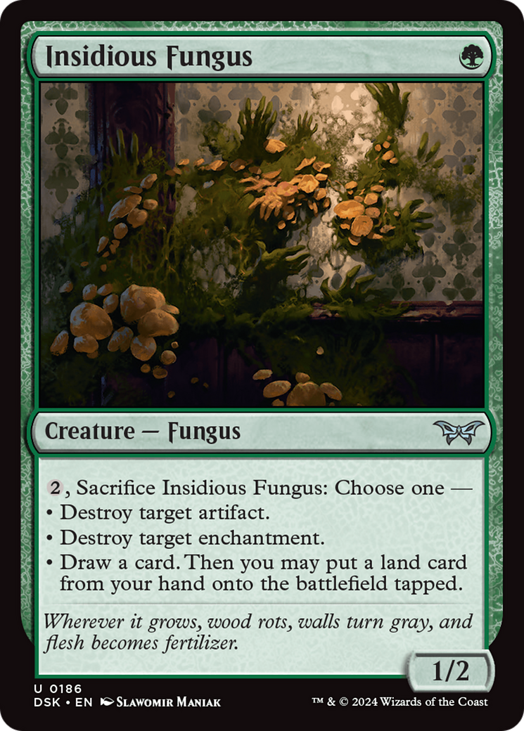 Insidious Fungus - Uncommon Creature — Fungus card from Duskmourn: House of Horror