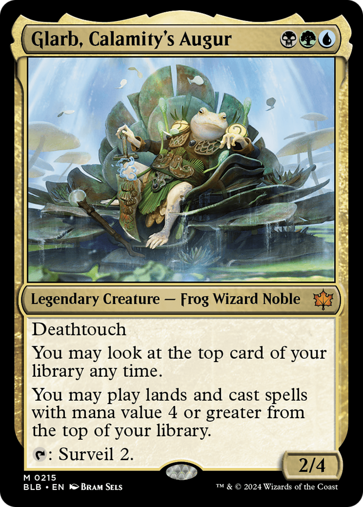 Glarb, Calamity's Augur - Mythic Legendary Creature — Frog Wizard Noble card from Bloomburrow