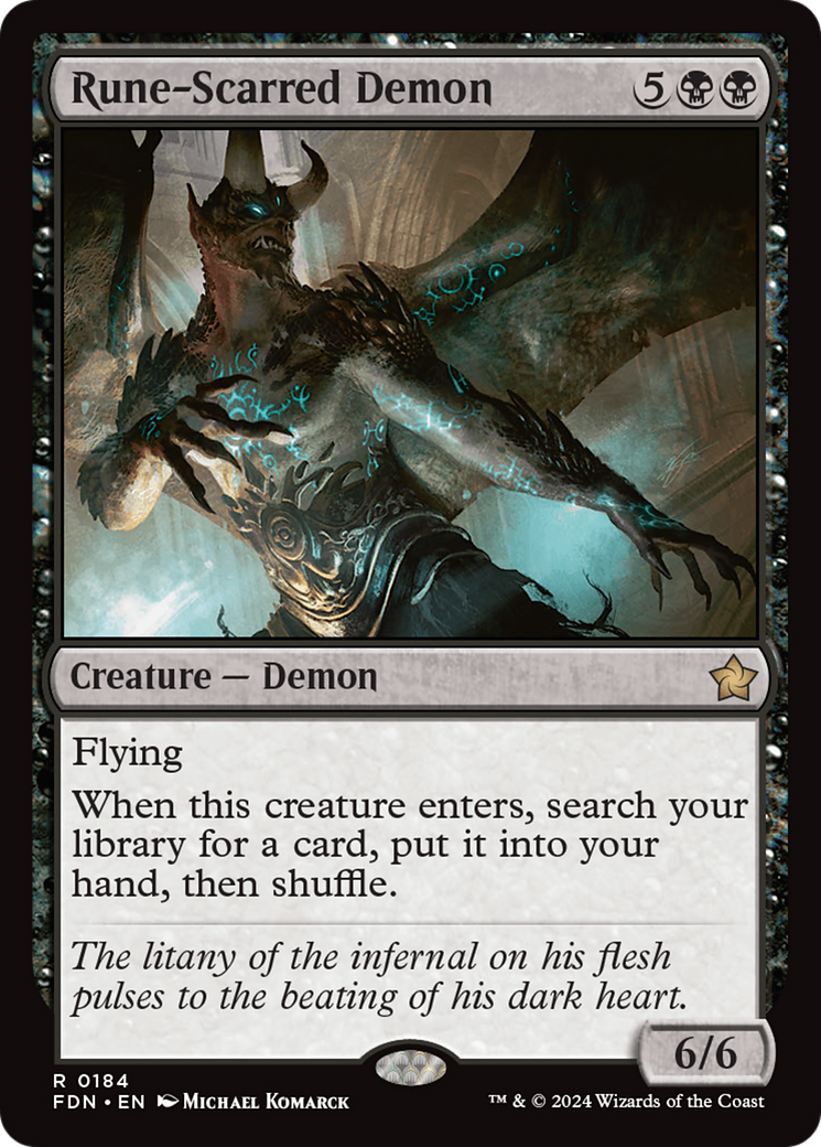 Rune-Scarred Demon - Rare Creature — Demon card from Foundations