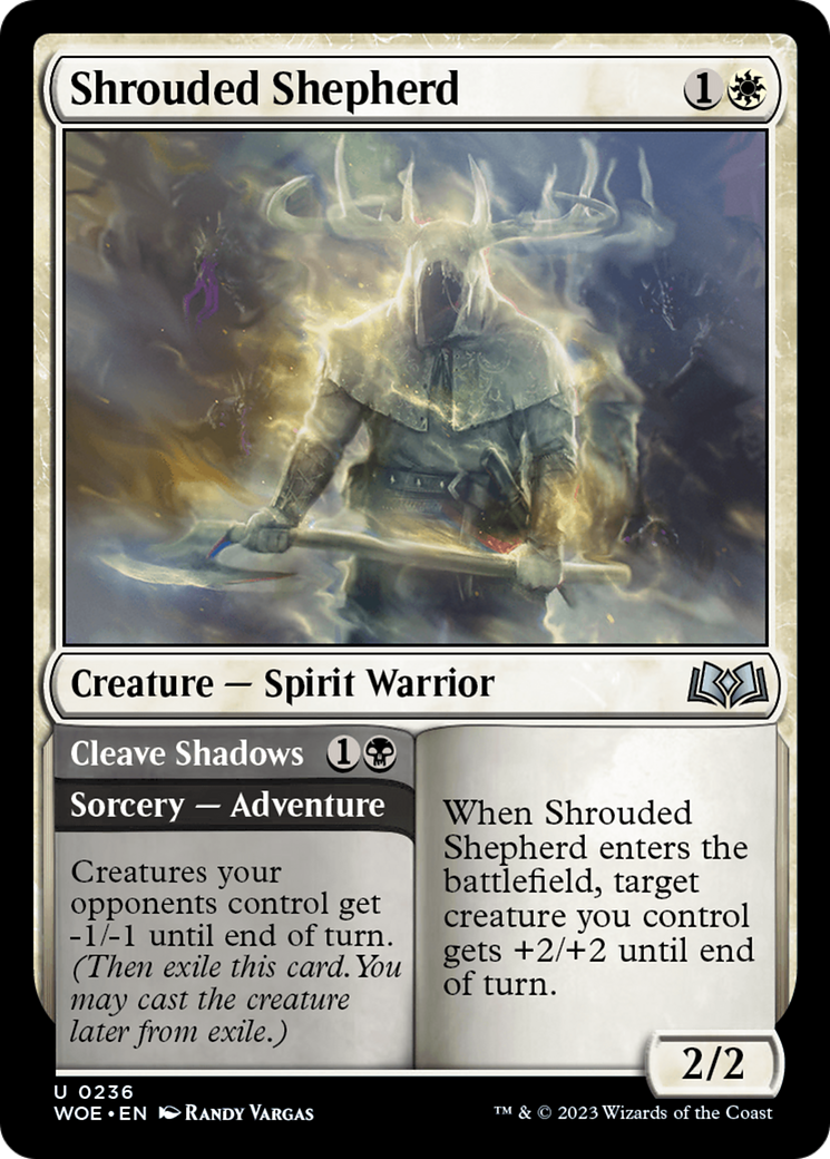 Shrouded Shepherd // Cleave Shadows - Uncommon Creature — Spirit Warrior card from Wilds of Eldraine