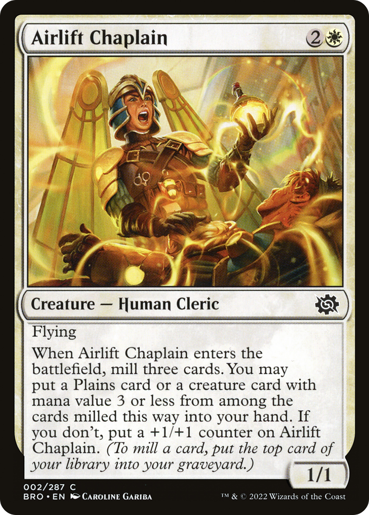 Airlift Chaplain - Common Creature — Human Cleric card from The Brothers' War